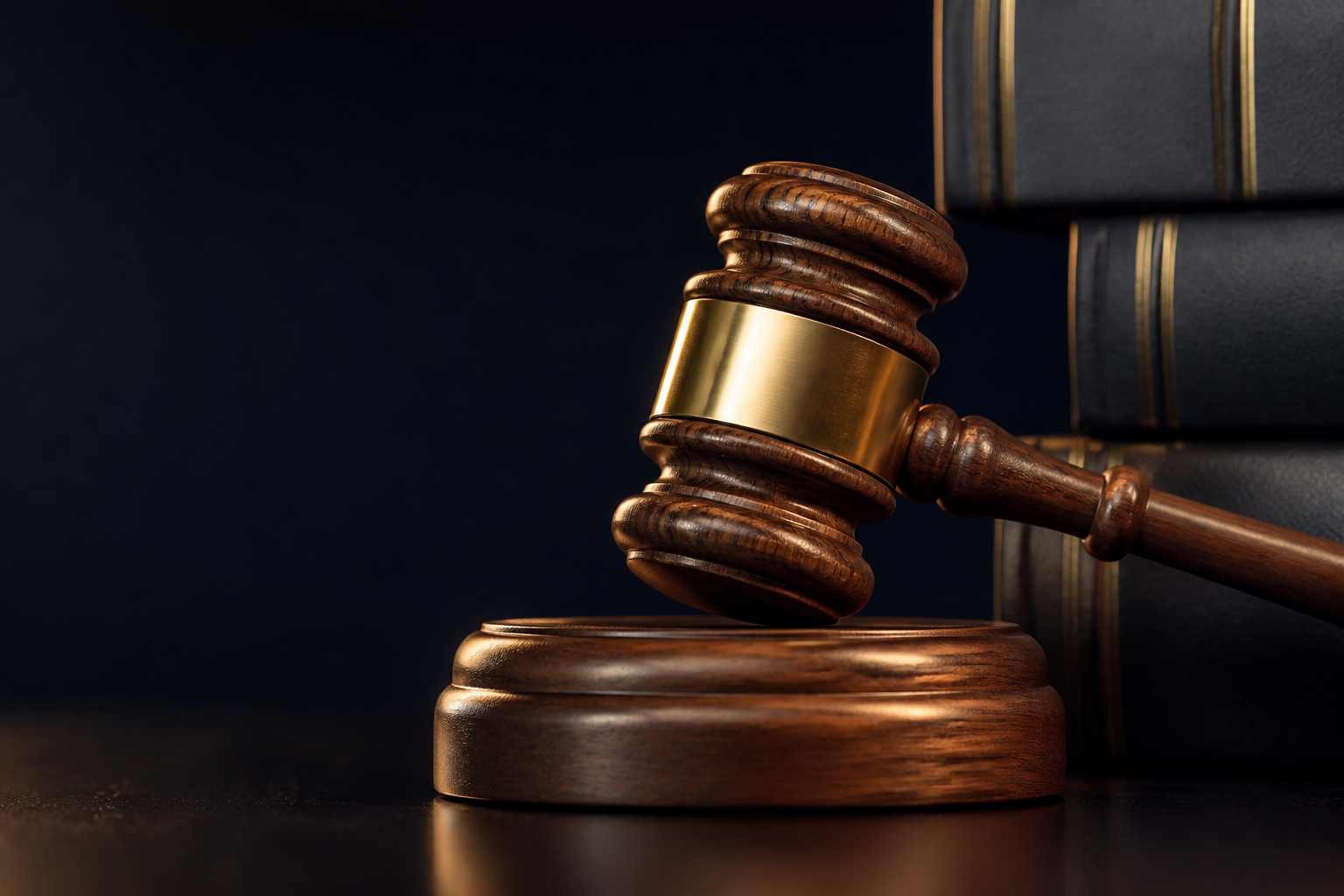 Gavel and law books in chambers